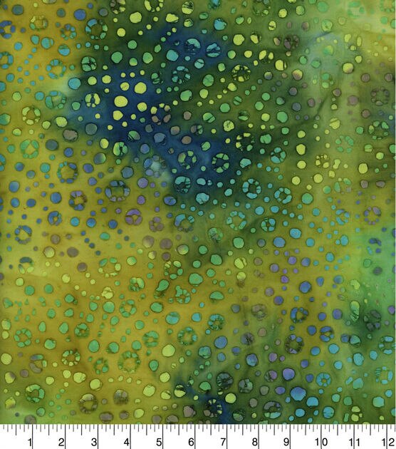 Dots On Lime Green Yellow Batik Cotton Fabric, , hi-res, image 2