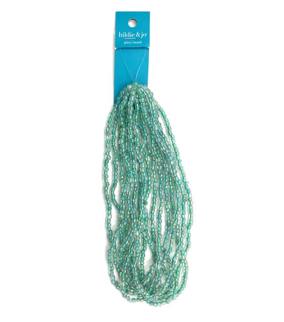 14" Mint Green Aurora Borealis Glass Seed Strung Beads by hildie & jo