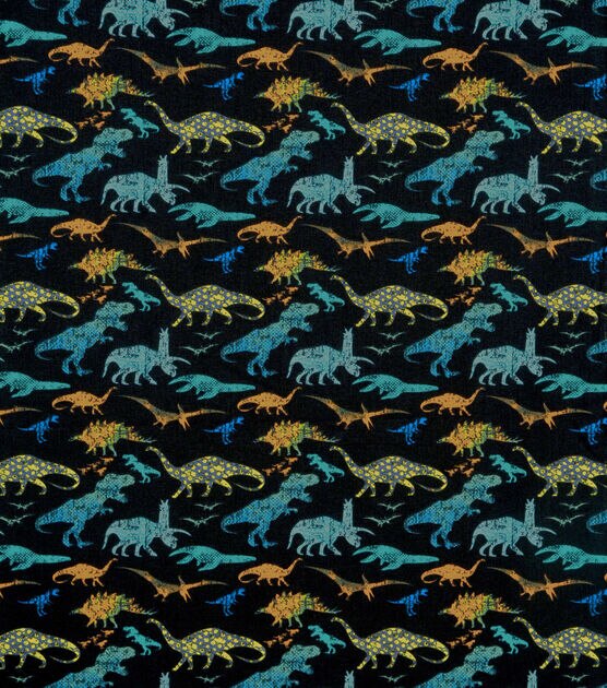 Stamped Dinos Novelty Cotton Fabric, , hi-res, image 2