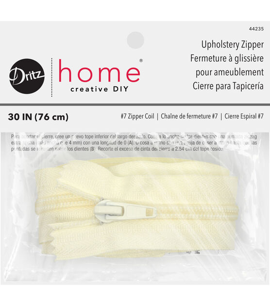 Dritz Home 30" Nylon Upholstery Zipper, Cream