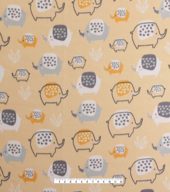 Baby Yellow Elephant Blizzard Fleece Fabric