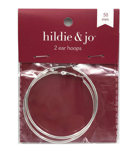 50mm Silver Ear Hoops 2pk by hildie & jo