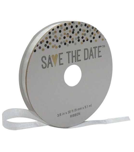 Save the Date 3/8'' X 30' Ribbon White Sheer