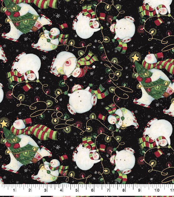 Springs Creative Lights & Snowmen Christmas Cotton Fabric