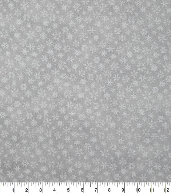 White Glitter Snowflakes Textured Christmas Cotton Fabric, , hi-res, image 2