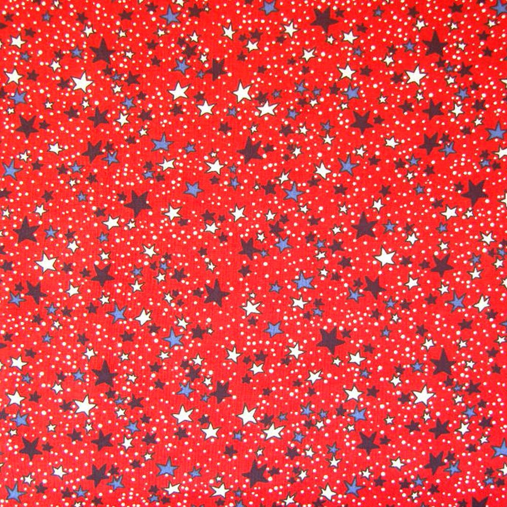 Dotted Stars Patriotic Cotton Fabric, Red, swatch