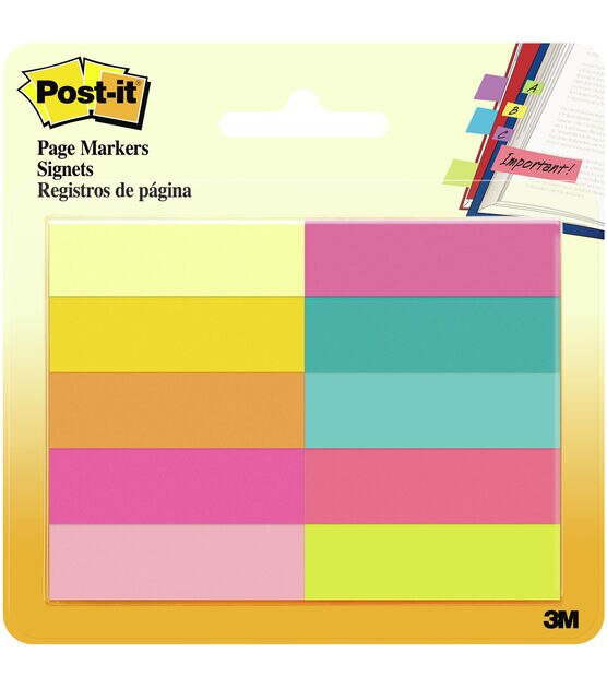 Post It Page Markers .5"X1.75" 10 Pkg Assorted Bright
