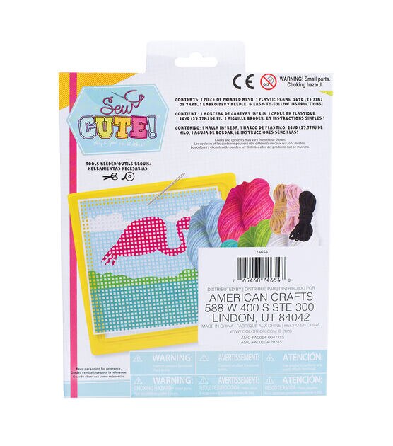 American Crafts Sew Cute Flamingo Needlepoint Kit, , hi-res, image 2