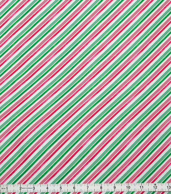 Candy Cane Stripes Christmas Cotton Fabric, , hi-res, image 1
