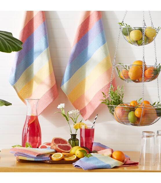 Design Imports Set of 6 Rainbow Kitchen Towels & Dishcloths, , hi-res, image 6