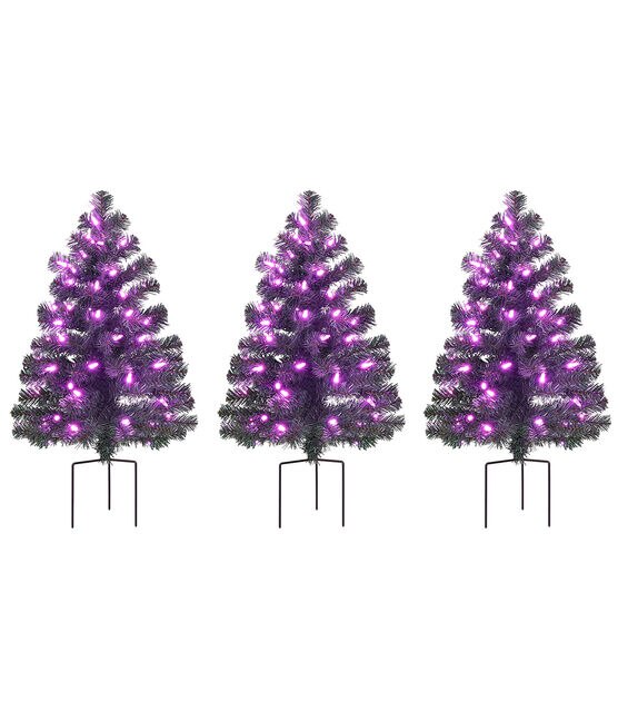 Mr. Christmas 2.5' Pre Lit Alexa Enabled Pathway Christmas Trees 3ct, , hi-res, image 7