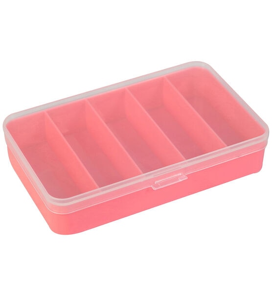 Everything Mary 6" Coral 5 Compartment  Plastic Storage Box With Lid