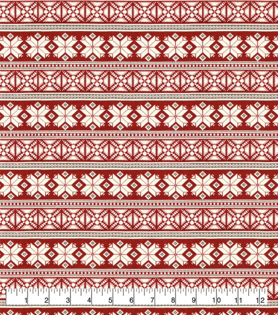 Red & Cream Fair Isle Super Snuggle Christmas Flannel Fabric
