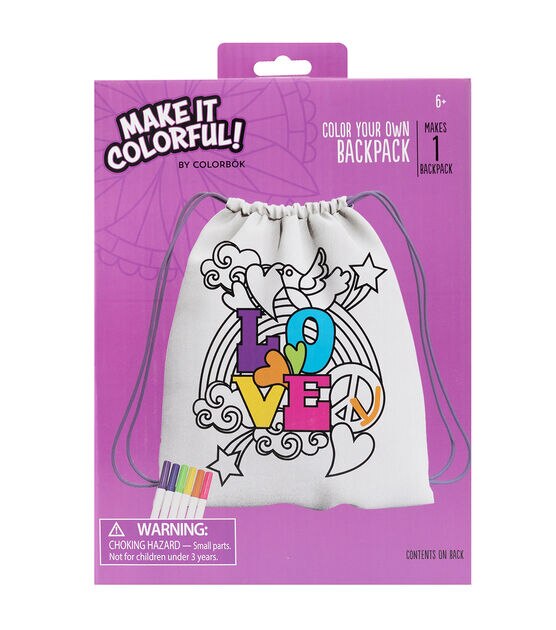 American Crafts 8pc Color Your Own Groovy Backpack Kit