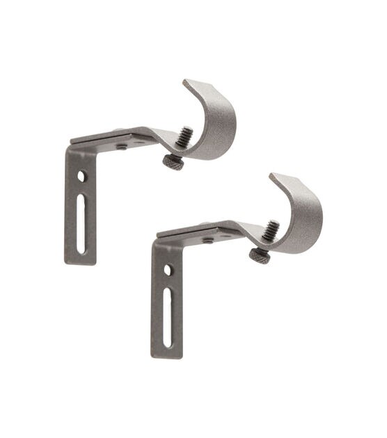 Kenney Adjustable Curtain Rod Mounting Brackets Pewter