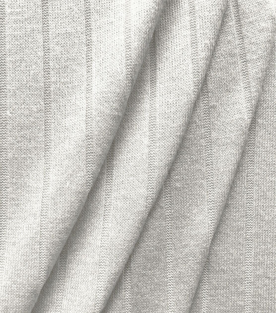 Cream Wide Rib Knit Athleisure Fabric, , hi-res, image 2