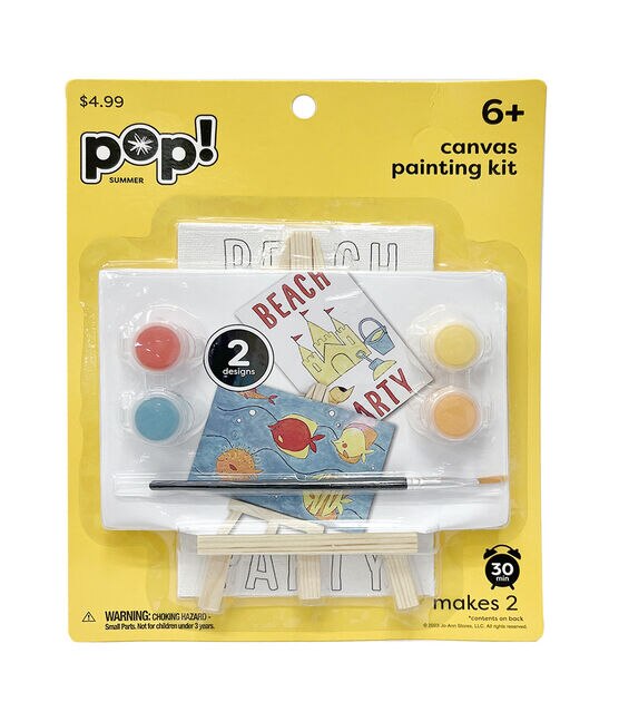 POP! Summer 4in x 6in Canvas Painting Kit with Easel - Beach