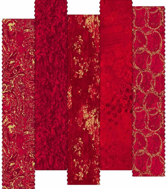 2.5" x 42" Red Metallic Cotton Fabric Roll 20ct by Keepsake Calico, , hi-res, image 2
