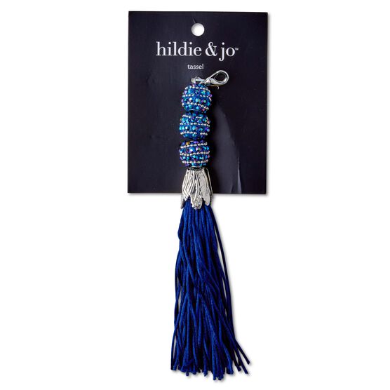 Silver Tassel With Blue Beads by hildie & jo