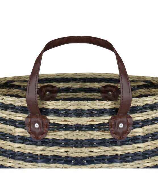 Northlight 15" Beige & Black Woven Seagrass Basket With Handles, , hi-res, image 4