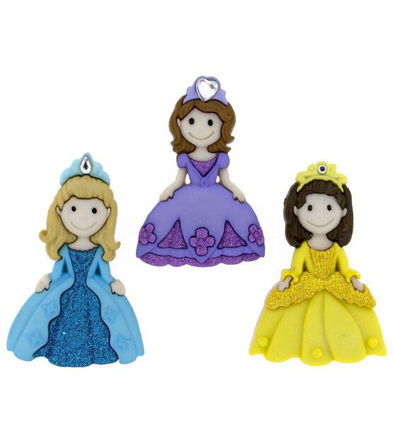 Dress It Up 3ct Little Girl Glitter Pretty Princesses Novelty Buttons