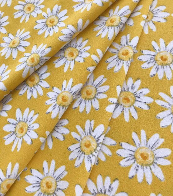 Yellow Daisy Jersey Knit Fabric, , hi-res, image 2