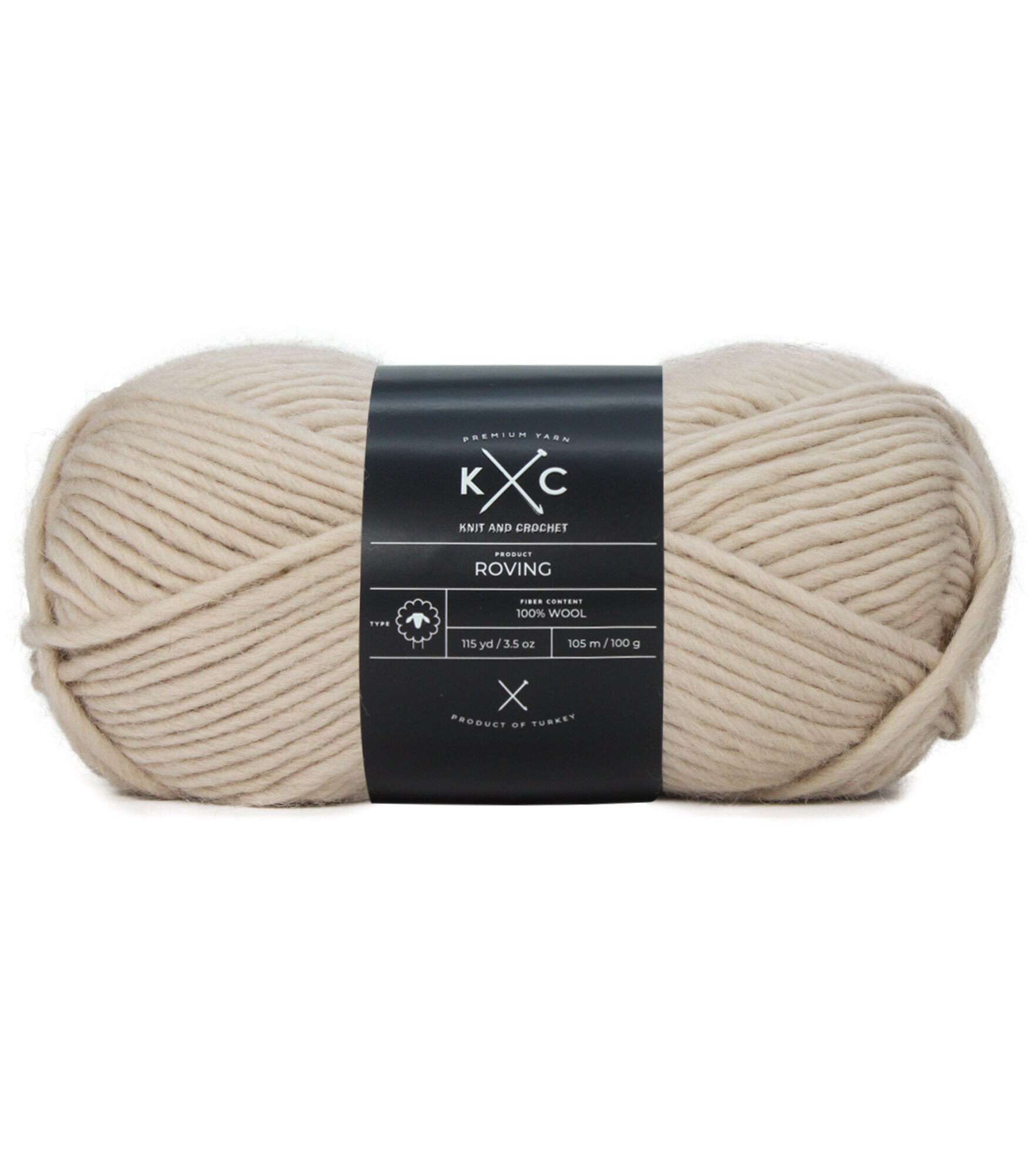 K+C 3.5oz Bulky Wool 115yd Craft Roving Yarn - Light Grey - K+C Yarn - Yarn & Needlecrafts