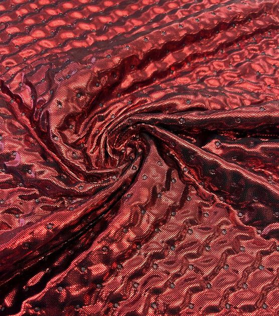 Red 3D Texture Metallic Knit Fabric by The Witching Hour, , hi-res, image 4