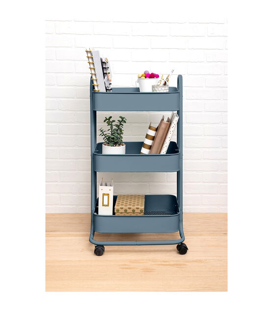 17" Rolling 3 Tier Metal Storage Cart by Top Notch, , hi-res, image 8