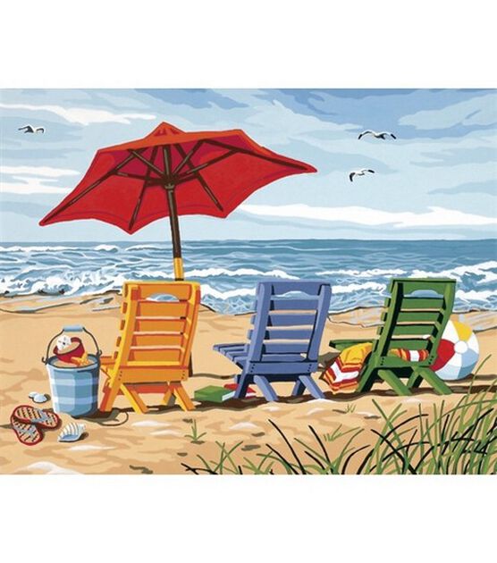 Dimensions Paint By Number Kit 14X11 Beach Chair Trio