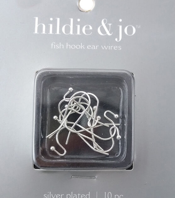 12mm x 21mm Silver Plated Metal Fish Hook Ear Wires 10pk by hildie & jo