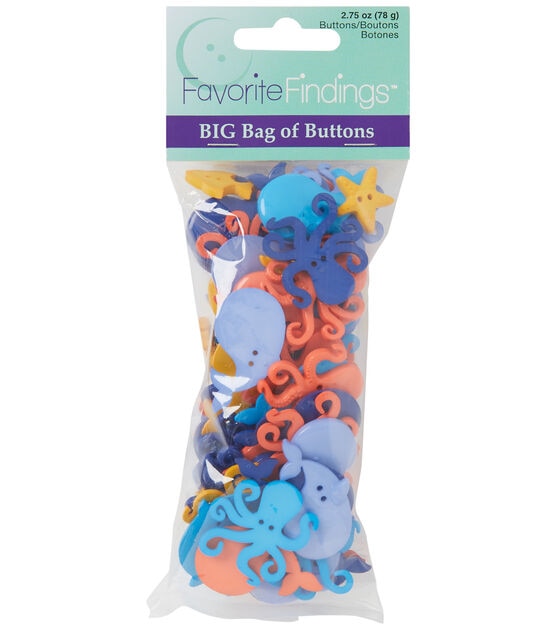 Favorite Findings 3oz Multicolor Sealife 2 Hole Big Bag of Buttons