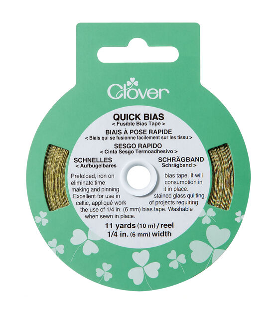 Clover 1/4" x 11yd Gold Lame Quick Fusible Bias Tape