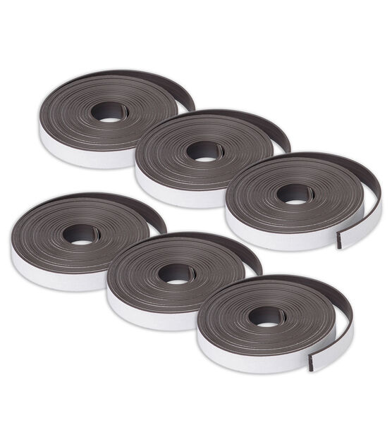 Dowling Magnets 1" x 10" Adhesive Magnet Strip Rolls 6pc