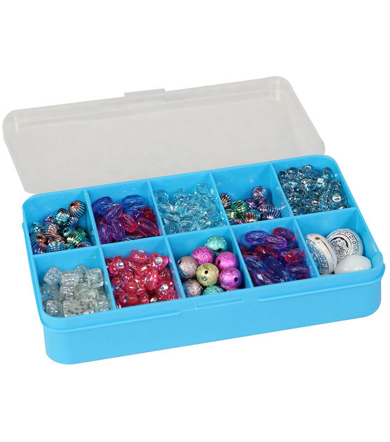 Everything Mary 6" Blue 10 Compartment Plastic Storage Box With Lid, , hi-res, image 3