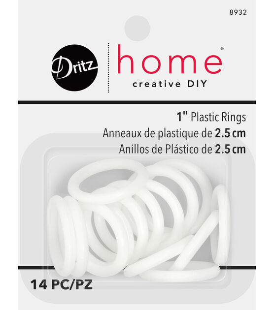 Dritz Home 1" White Plastic Rings 14pc