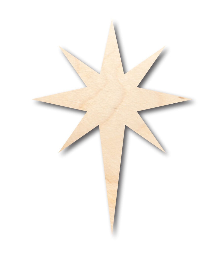 Unfinished Wood Bethlehem Star Shape Angels Up To 24'' DIY 1/8'' Thick, 4in, swatch