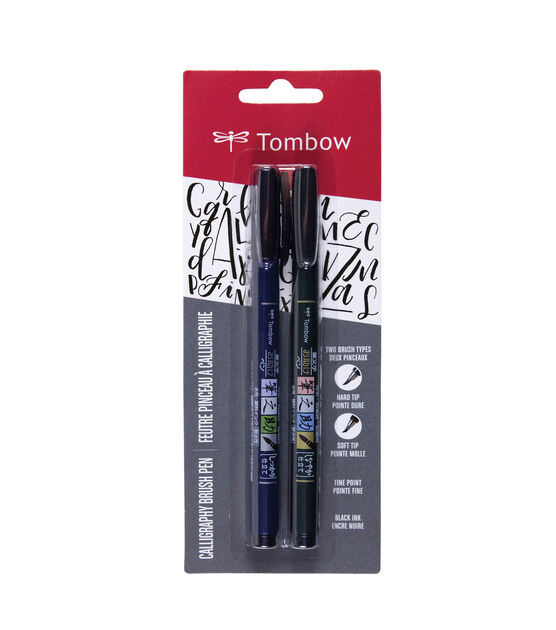 Tombow Fudenosuke Fine Tip Brush Pen 2pk Black