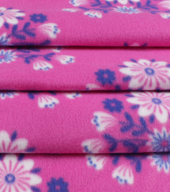 Floral on Purple Blizzard Fleece Fabric, , hi-res, image 2