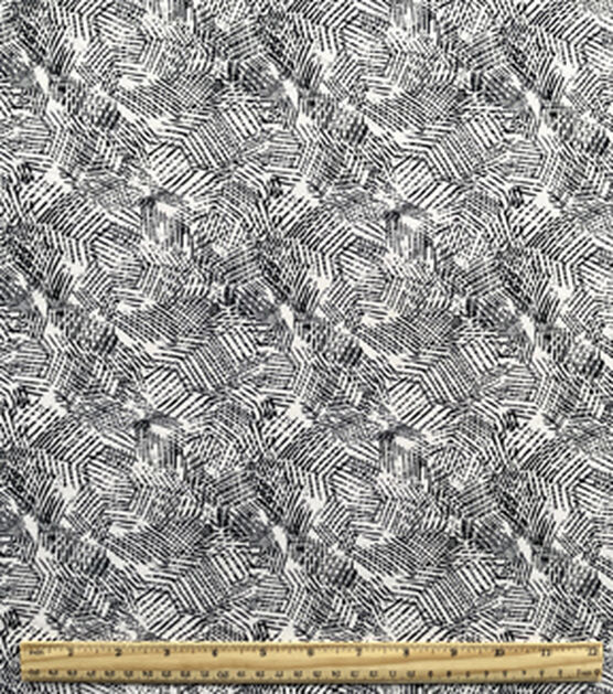 White & Black Ink Drawn Lines Jersey Knit Fabric, , hi-res, image 2