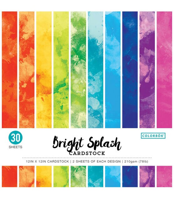 Colorbok 30 Sheet 12" x 12" Bright Splash Cardstock 78lb