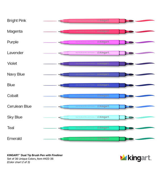 KINGART STUDIO Dual Tip Brush Pen Art Markers with Fineliner Set of 36, , hi-res, image 9