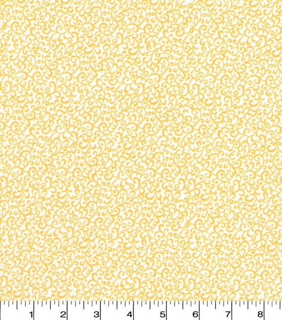 Lemon Swirl Vines on White Quilt Cotton Fabric by Quilter's Showcase, , hi-res, image 2