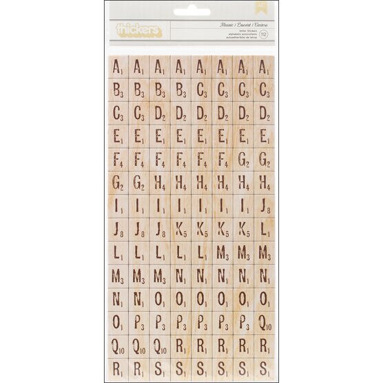 American Crafts Thickers Chipboard Alphabet Stickers Natural Wood