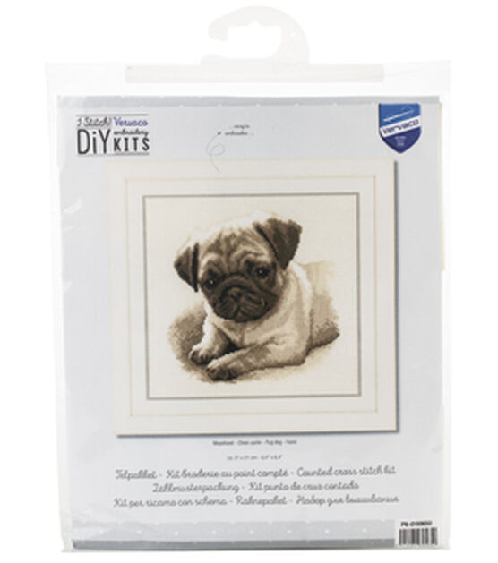 Vervaco 8.5" Pug Dog Counted Cross Stitch Kit