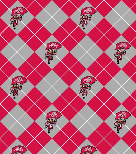 Ohio State University Buckeyes Fleece Fabric Argyle