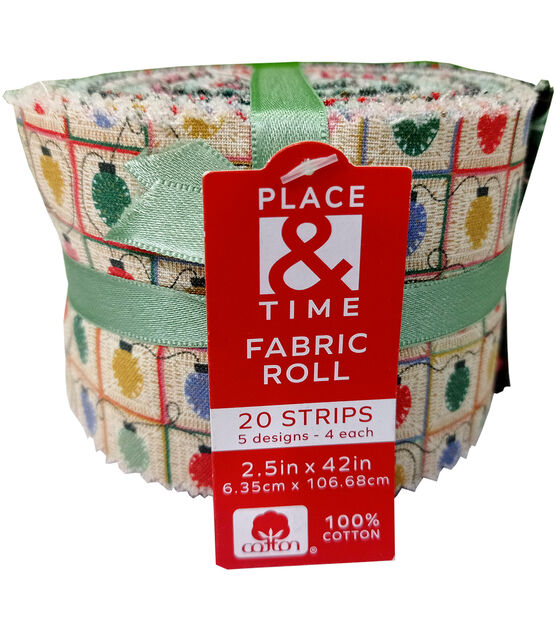 2.5" x 42" Lights Christmas Cotton Fabric Roll 20ct by Place & Time