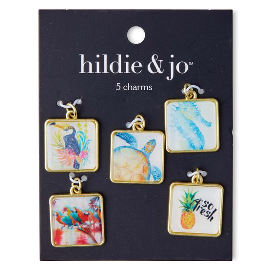 5ct Beach Square Charms With Gold Edges by hildie & jo