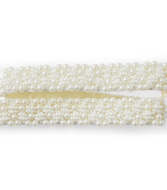 3yd White Pearls on Pearls Trim - Apparel Trims - Fabric