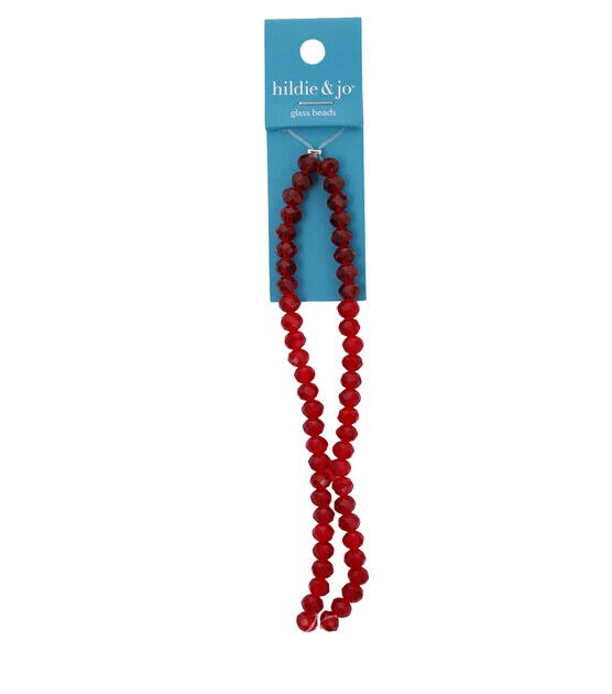 9" Ruby Faceted Rondel Glass Strung Beads 2pk by hildie & jo